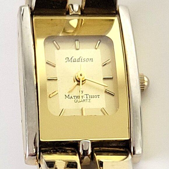 Madison by Mathey Tissot Watch Analog Quartz Women Gold Tone Dial Needs Battery - Picture 2 of 4